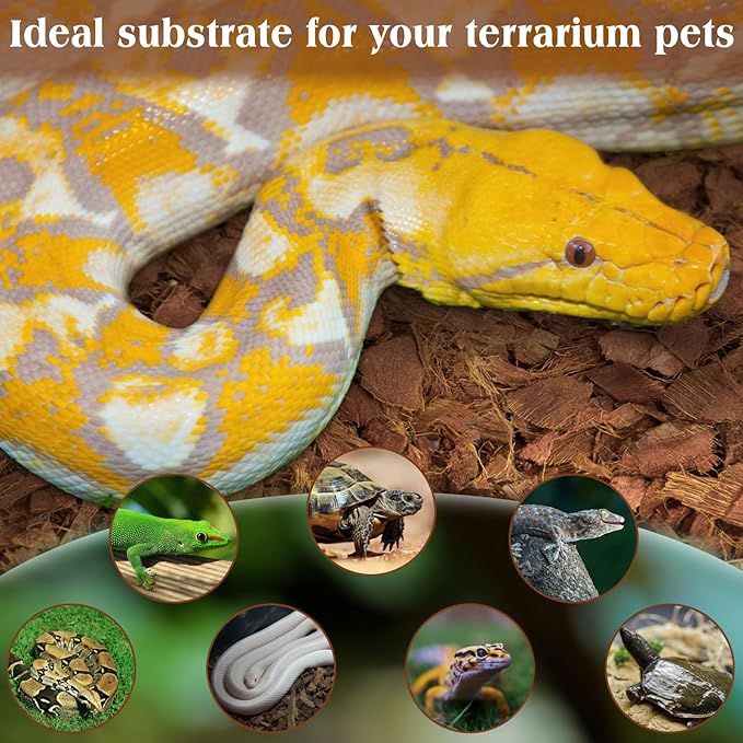 ZeeDix 10LBS Coconut Husk Chip Substrate for Reptiles, 72QT Compressed Organic Coco Coir Chips for Snake Habitat, Reptile Bedding for Ball Python, Tortoises, Geckos, Lizards Terrarium Tanks
