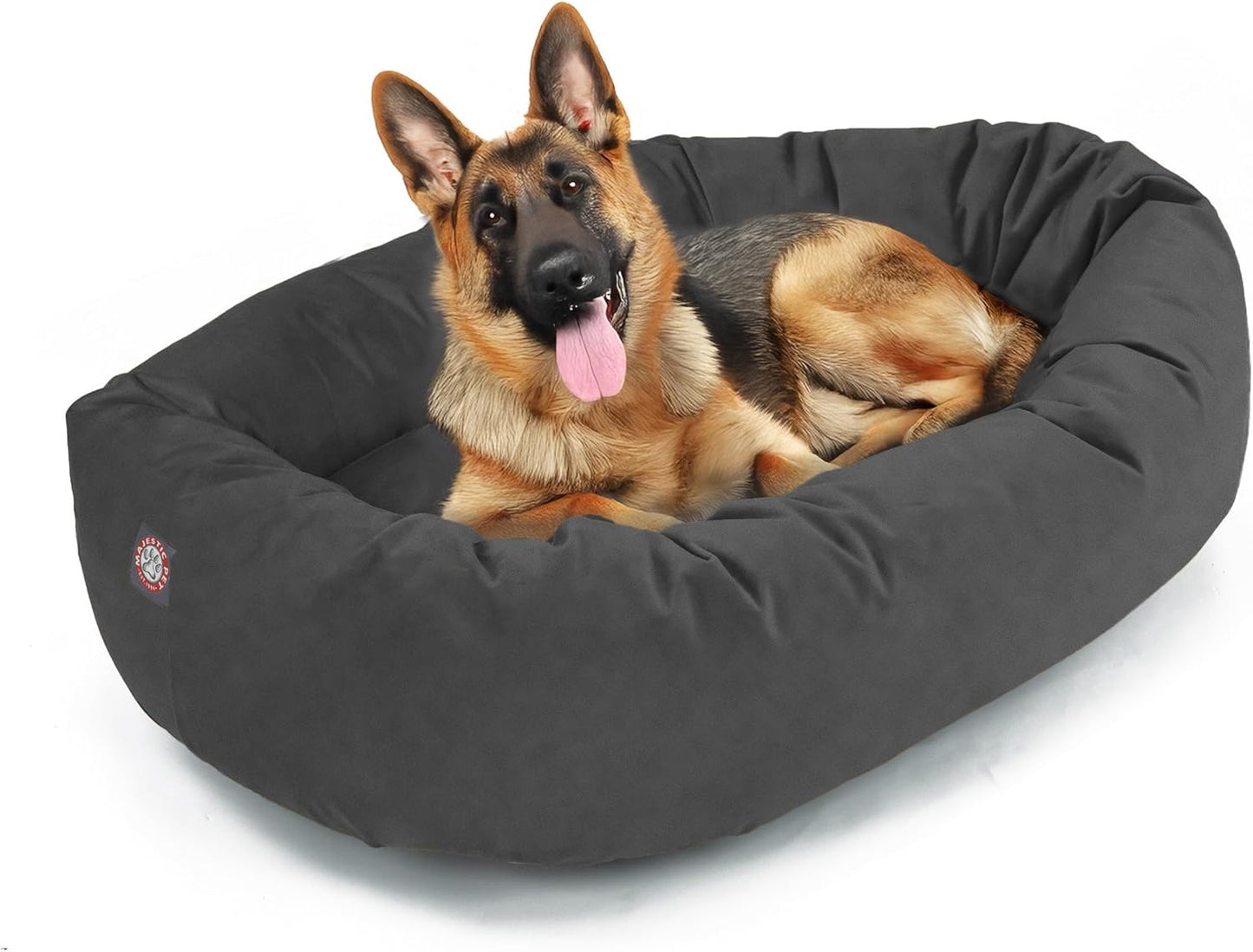 Majestic Pet 52 Inch Suede Calming Dog Bed Washable 52x35x11 (Inch) – Cozy Soft Round Donut Dog Bed with Spine Support for Dogs to Rest Their Head - Pet Bed X- Large – Gray (2025)
