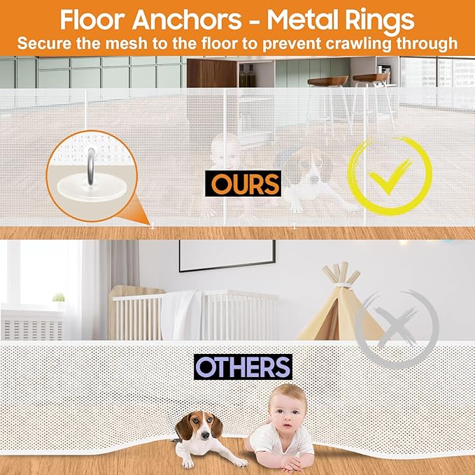 160" Retractable Baby Gates, 42" Extra Tall Upgraded Child Safety Gate with Reinforced Strip Design, Prevent from Crawling Underneath, Extra Wide Dog Gate Baby Gates for Stairs Doorways Indoor Outdoor
