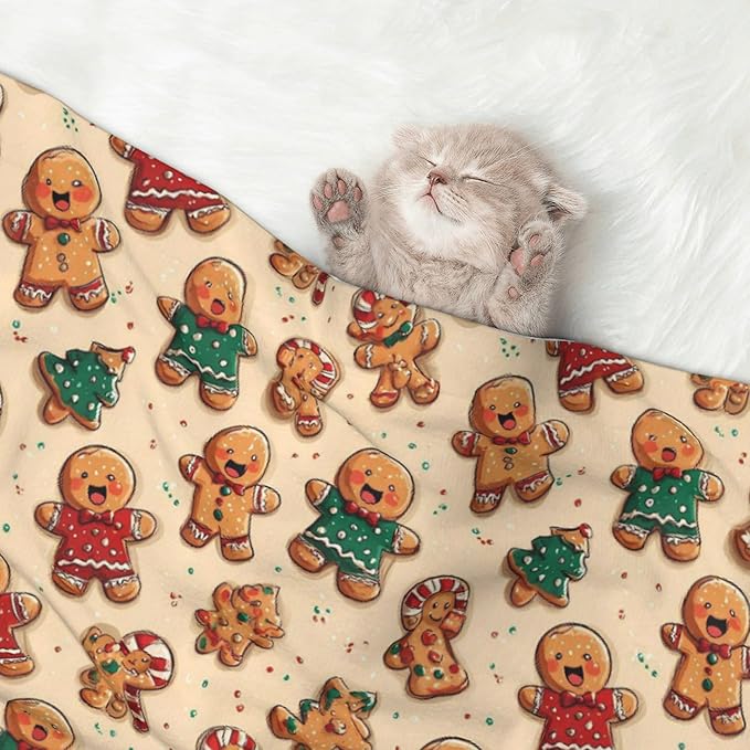 Waterproof Dog Blanket Soft Pet Blanket for Puppy Cat, Fleece Cat Throw Blankets for Furniture Bed Couch Sofa Reversible - Christmas Gingerbread 5