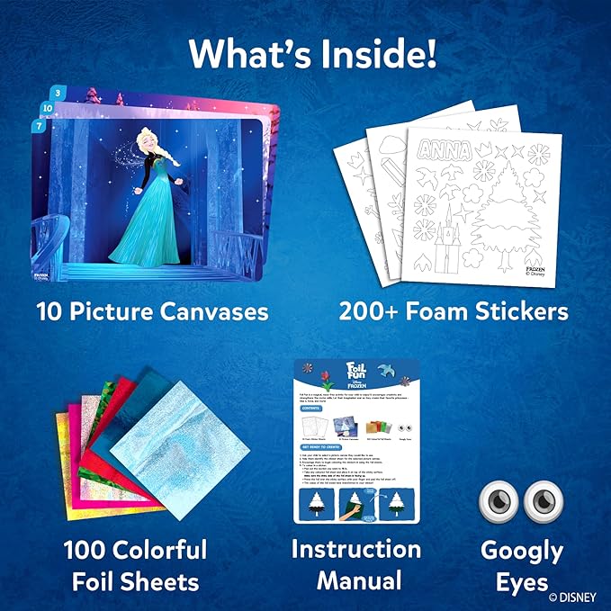Skillmatics Foil Fun - Disney Frozen, Mess-Free Art, Craft Kits & Supplies, DIY Creative Activity, Travel Toys, Christmas Gifts for Fans of Elsa, Anna, Olaff, Girls, Boys, Ages 4, 5, 6, 7, 8, 9