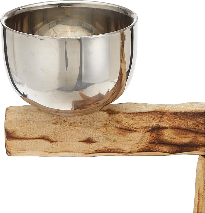 PENN-PLAX Bird-Life Natural Wood Tree Perch for Small and Medium Birds – Includes Food and Water Bowls with Drop Tray – Medium