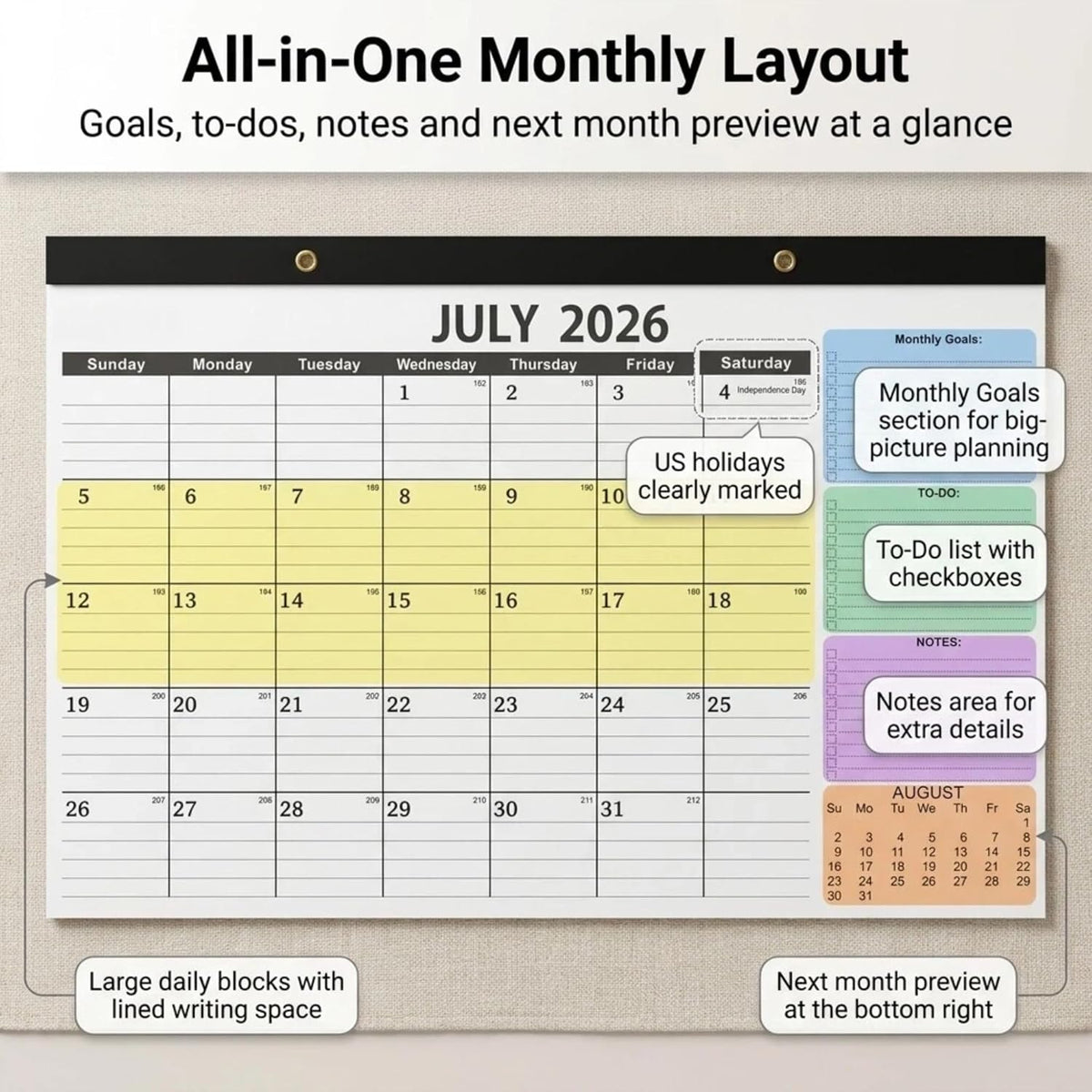 2-Pack Desk Calendar 2026-2027 - Two 18-Month Large Monthly Calendars (July 2026 - Dec 2027), 17" x 12" Desktop & Wall Calendars with Thick 120g Paper for Home and Office Sync