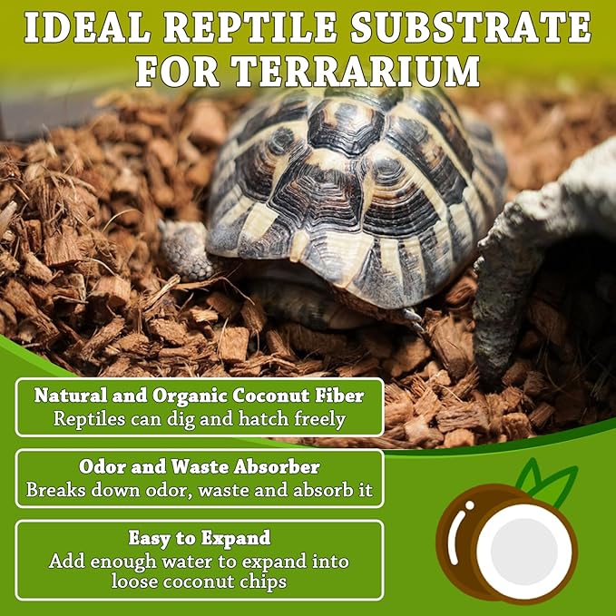 ZeeDix 3PCS Coconut Husk for Reptiles, Organic Coconut Chips Substrate Coco Husk Snake Bedding, Coco Coir Chips Reptile Substrate for Ball Python, Tortoises, Geckos, Lizards, Hermit Crab, Lizard