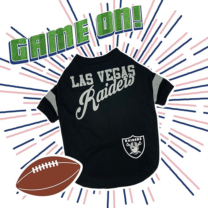 NFL Las Vegas Raiders Dog & Cat T-Shirt, Small. Football PET TEE for NFL Team Fans. New & Updated Fashionable Stripe Design, Durable & Cute