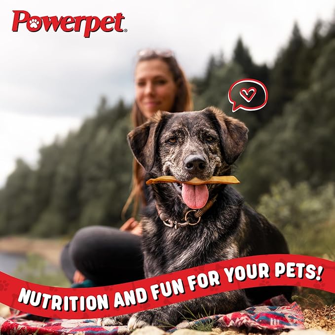 Powerpet Treats Natural Smoked Beef Jerky Skin for Dogs - High Protein, Grain-Free, Long-Lasting Chews, Ideal for All Breeds, Promotes Dental Health - Easy Digestion - 8oz Bag (Package May Vary)