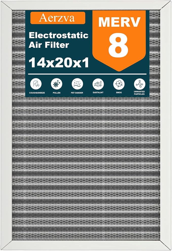 14x20x1 Reusable Air Filter, MERV 8, Permanent Electrostatic Air Filter