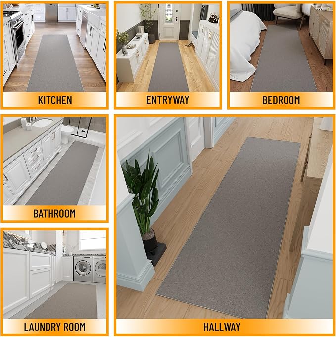 Ottomanson Hallway Runner Rug 2'7" x 9'10" Non Slip Solid Area Rugs Easy to