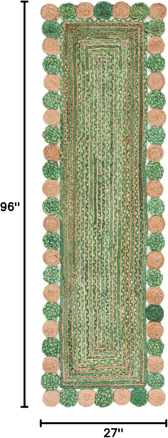 SAFAVIEH Cape Cod Collection 2' 3" x 8' Green / Natural CAP201Y Handmade Boho