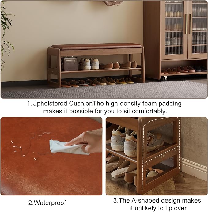 AQIMUELE Small Shoe Rack Bench, 2 Tiers Shoe Bench