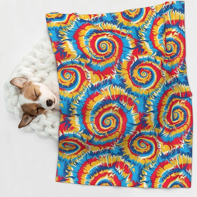 Waterproof Dog Blanket Soft Pet Blanket for Puppy Cat, Fleece Cat Throw Blankets for Furniture Bed Couch Sofa Reversible - Classic tie dye 1
