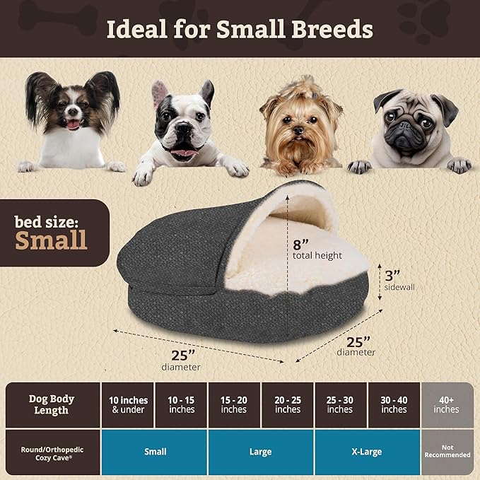 Snoozer Luxury Microsuede Cozy Cave Pet Bed, Show Dog Collection, Small, Merlin Pewter