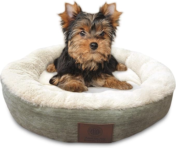 American Kennel Club AKC 3158- Green AKC Casablanca Round Solid Pet Bed, Green for All Dog Breeds and Sizes