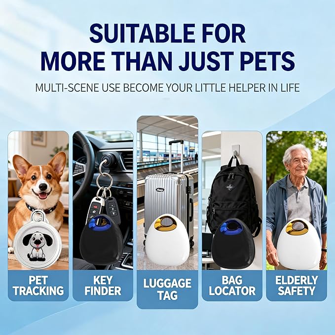 GPS Pet Tracker with Apple Find My Network, Android Compatibility, Real-Time Location Tracking, Water-Resistant (DINGWEIQI02)