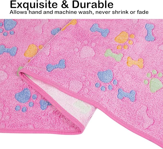 Dono 1 Pack 2 Dog Blankets, Soft Fluffy Fleece Pet Blanket Warm Sleep Mat Paw Print Design Puppy Kitten Throw Blankets Doggy Blanket for Dogs