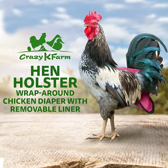 Hen Holster Wrap-Around Bird Diaper & Harness for Hens, Roosters, Ducks, Geese - with Removable Vinyl Liner, Adjustable Fit for Outdoor Adventures & Indoor Use - Easy to wear - Large, Pink