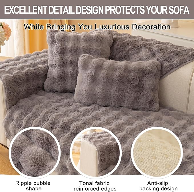 Couch Covers For Dogs,Funny Fuzzy Pet Couch Cover,Plush Solid Colour Non-Slip Couch Cover,Big Dog Bed Blanket, Washable Soft Plush Throw Protector For Bed Couch Car Sofa (35.43x62.99in, Dark Grey)