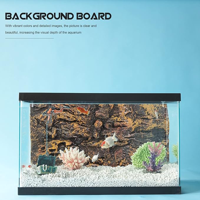 Rock Terrarium Background 3D - Reptile Tank Background Decorative Backdrop for Bearded Dragons Lizard Gecko Spider Chameleon Turtle Fish