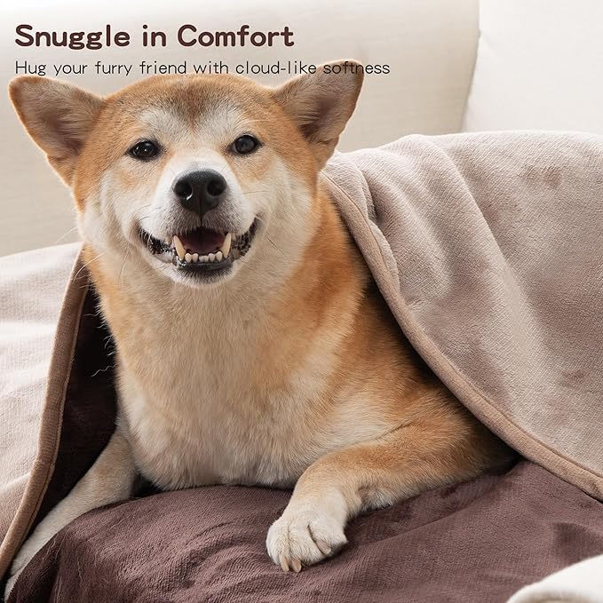 Water Proof Blanket 50x60 Inches - Reversible Flannel Blanket for Bed, Sofa,Couch- Spillproof, Leakproof Soft Double-Sided Brown Throw Blanket for Adults, Pets, Couples
