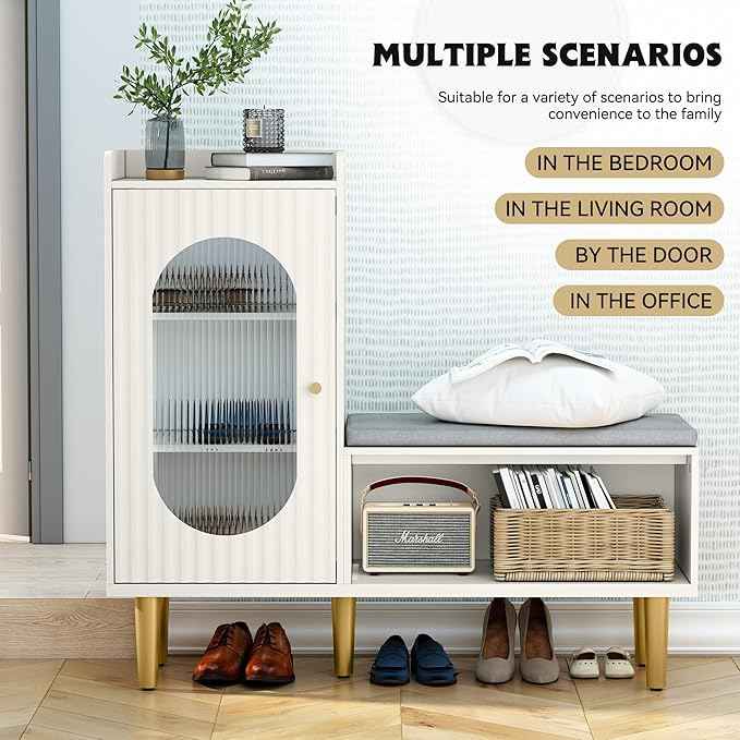 HLR Storage Bench Set of 2, L-Shaped Storage Cabinet