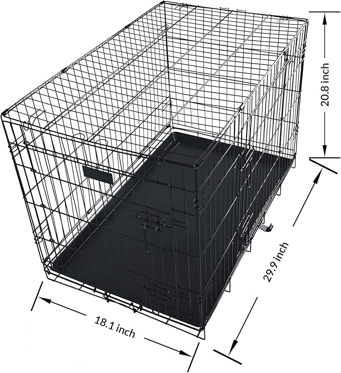 Elevon Foldable Double Door Dog Crate with Leak-Proof Track, 30-Inch