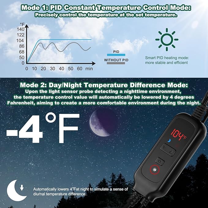 DXOPHIEX 5.5 inch Reptile Heat Lamp Fixture with Dimming Thermostat,Reptile Light Fixture Max 100W,Thermostat with Temperature Controller for Bearded Dragon,Turtles,Snake and Lizard Terrarium