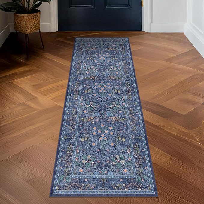 Non Slip Dark Blue 2x5 Runner Rug