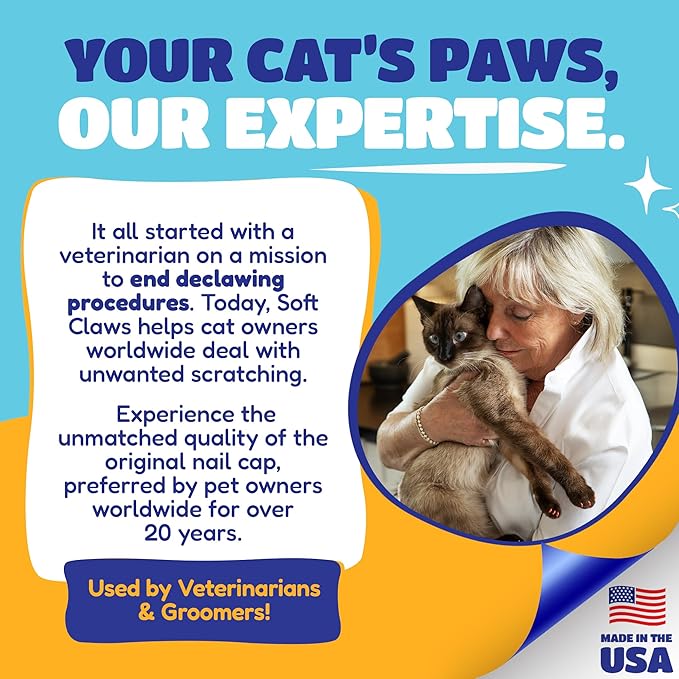 Soft Claws Cat Nail Caps for Medium Cats – (40 Caps, Black & Purple) - Made in USA - Veterinarian-Developed | Protects Furniture & Skin - Easy to Apply, Long-Lasting Anti-Scratch Soft Cat Claw Covers