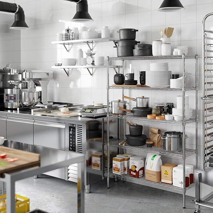 14" Deep x 42" Wide x 64" Height Wire Shelving Kit | 5-Tier | NSF Commercial Storage Rack Unit