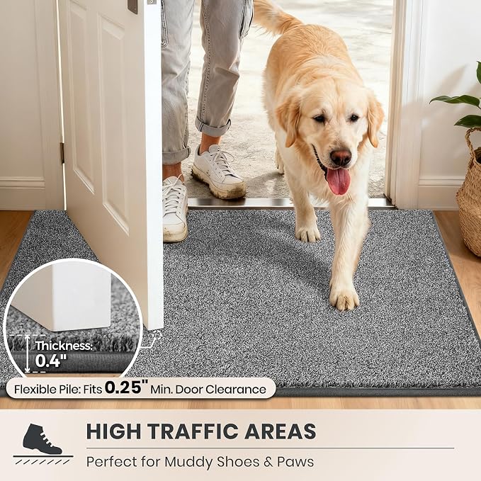 PURRUGS Dirt Trapping Door Mat 20" x 31.5", Non-Slip Machine Washable Entryway