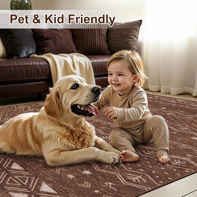 SERISSA Hallway Runner Rug, Soft Low-Pile Geometric Indoor Long Carpet