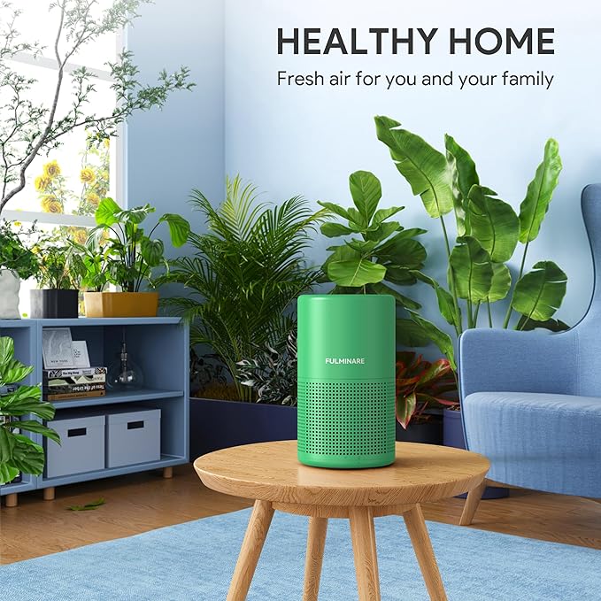 FULMINARE Air Purifiers for Home Bedroom H13 HEPA Air Purifier, 3 Speeds, Timer, 24dB, Small Mini Air Purifier with Night Light, Mint Green
