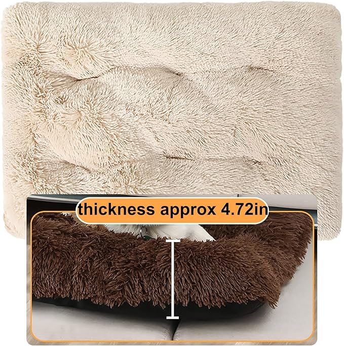 Dog Crate Mat, Dog Bed for Large Dogs, Comfy Fluffy Kennel Pad Anti-Slip for Dog beds & Furniture, Quilted Dog Bed for Pets for Medium/Small Dogs Cats (Color : Brown 2, Size : 25x18)