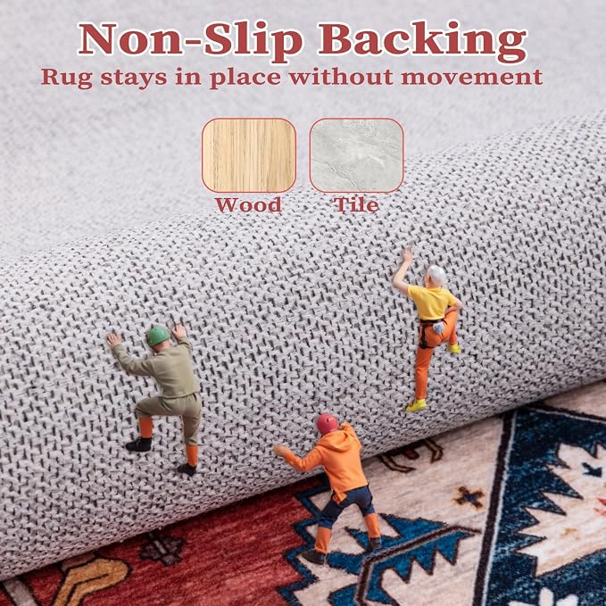 SERISSA 5x8 Area Rugs for Living Room, Large Washable Non-Slip Boho Rug