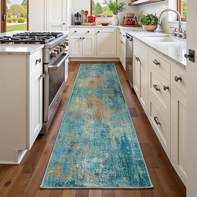 RELEANY Washable Area Rugs 2'x6' Non-Slip Modern Abstract Soft
