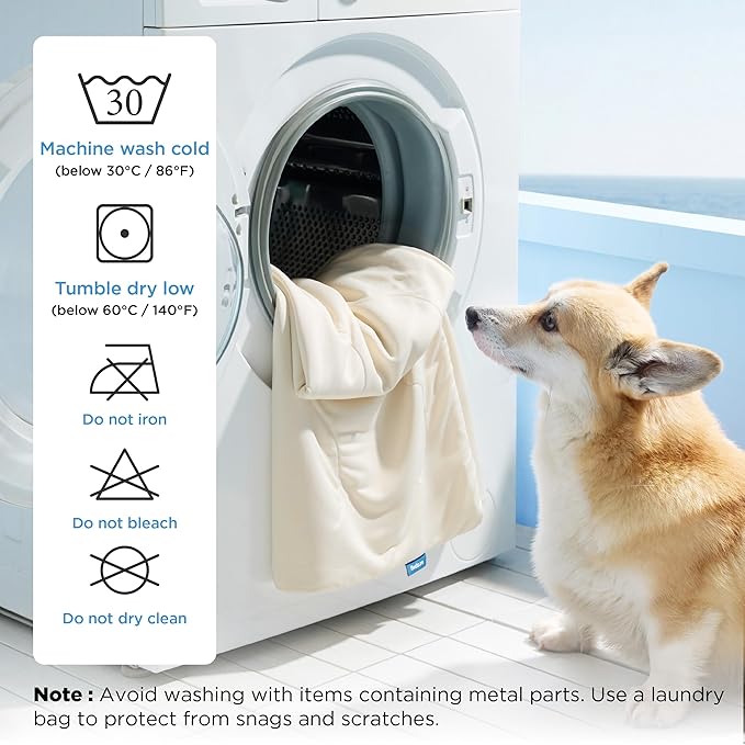 Bedsure Cooling Blanket for Medium Dogs with Breathable Air-Core Fill Q-MAX>0.4 - Dog Cooling Mat Soft, Lightweight Pet Cat Throw Cold Blanket Washable for Summer, Beige, 30x40