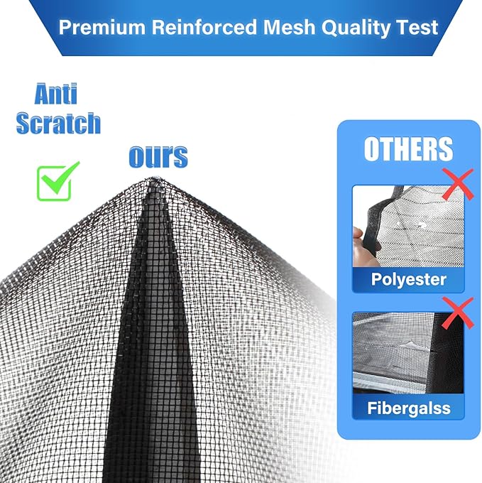 Magnetic Screen Door Upgraded PET Mesh Stronger Than Fiberglass and Polyester,Hands Free,Keeps Bugs Out,Pet & Kid Friendly,Suitable for Sliding Door,Large Patio Door and French Door-72''x96''
