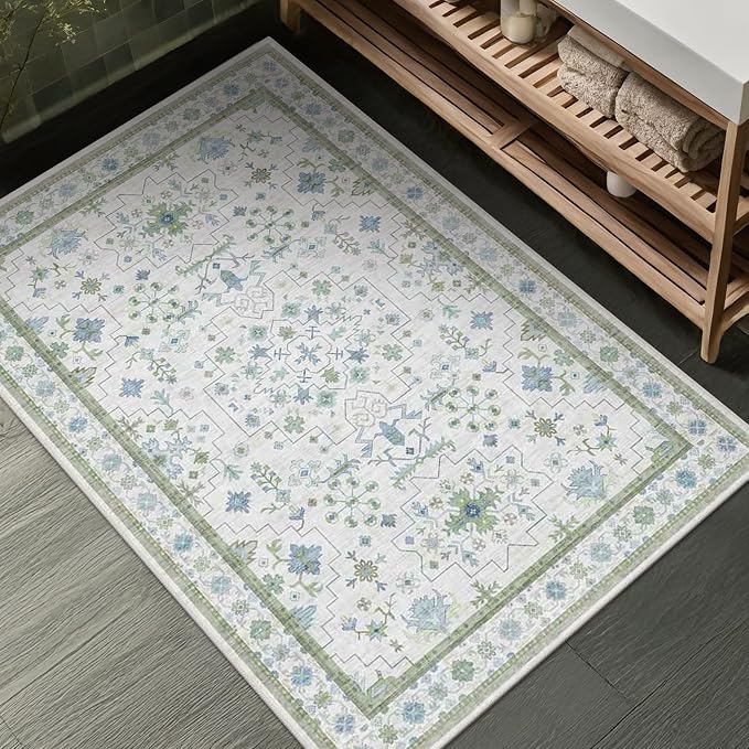 Washable Boho Bathroom Rug 2x3
