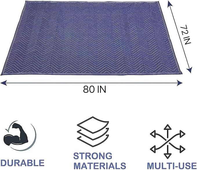 2 Pack Moving Blankets Heavy Duty 80"x72" Quilted Packing Blankets for Moving Furniture Padded Shipping Furniture Mover Blue
