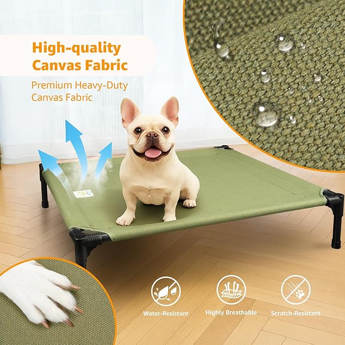 Sytopia Outdoor Raised Dog Cots Bed for Dogs, Medium, Green