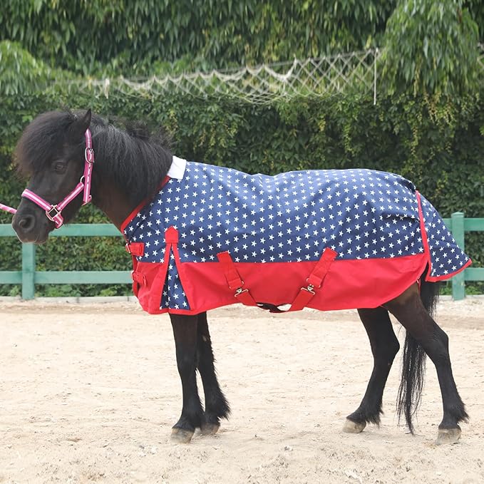 Mini Horse/Pony/Foal/Miniature Size 36"-51" Lightweight Waterproof & Breathable 1200 Denier Turnout Blanket with No Filling Star 42"