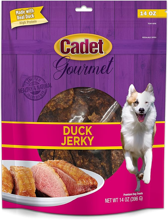 Cadet 2 Pack Gourmet Duck Dog Treats Variety Pack – Turducken Jerky & Duck Jerky – 2 x 14 oz – Healthy, High-Protein Snacks for Dogs