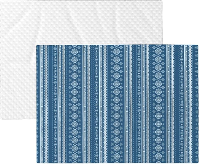 Boho Blanket for Pet - Blue White Snowflake Throw Blanket 40x30 Bohemian Couch Blankets for Puppy Dogs Cats