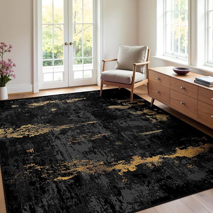 RELEANY Washable Area Rugs 4x5 Non-Slip Modern Abstract Soft
