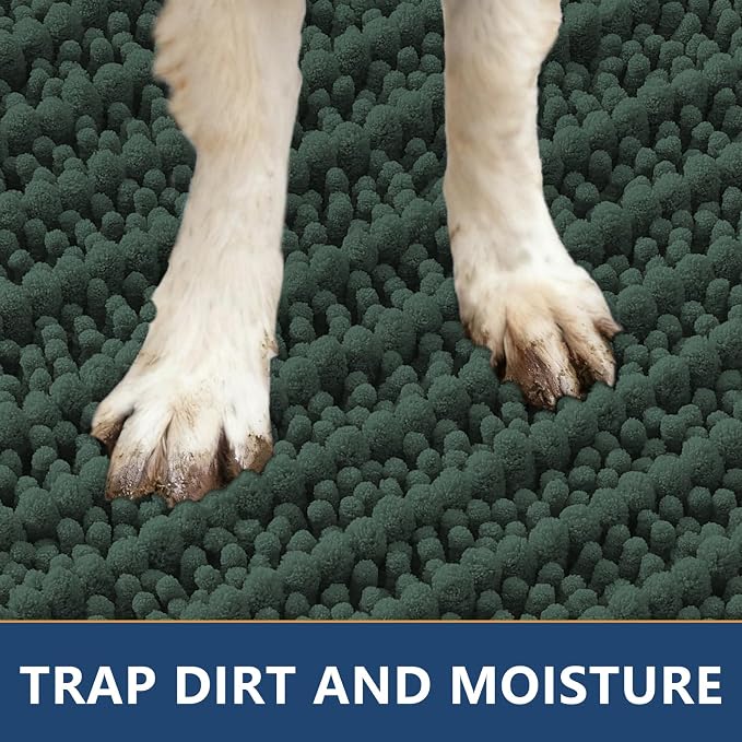 Smiry Dog Door Mat for Muddy Paws 40x32, Absorbent Dirt Trapper, Non-Slip