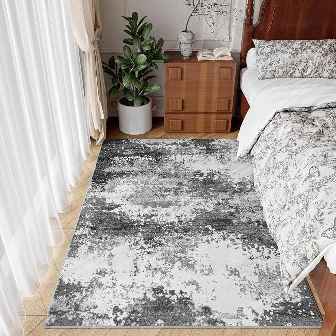 Entryway Rug 3x5 Grey Door Mat Indoor Entrance 36x60, Washable Small Throw Rugs