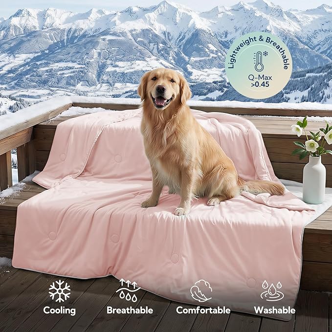Soulbond Cooling Blanket for Medium Dogs - Q-MAX>0.45, Washable Cool Pet Cats Throw Blanket for Hot Weather, Self-Cooling Soft Dog Mat for Bed Crates Couch Sofa Cars(29"x40", Pink)