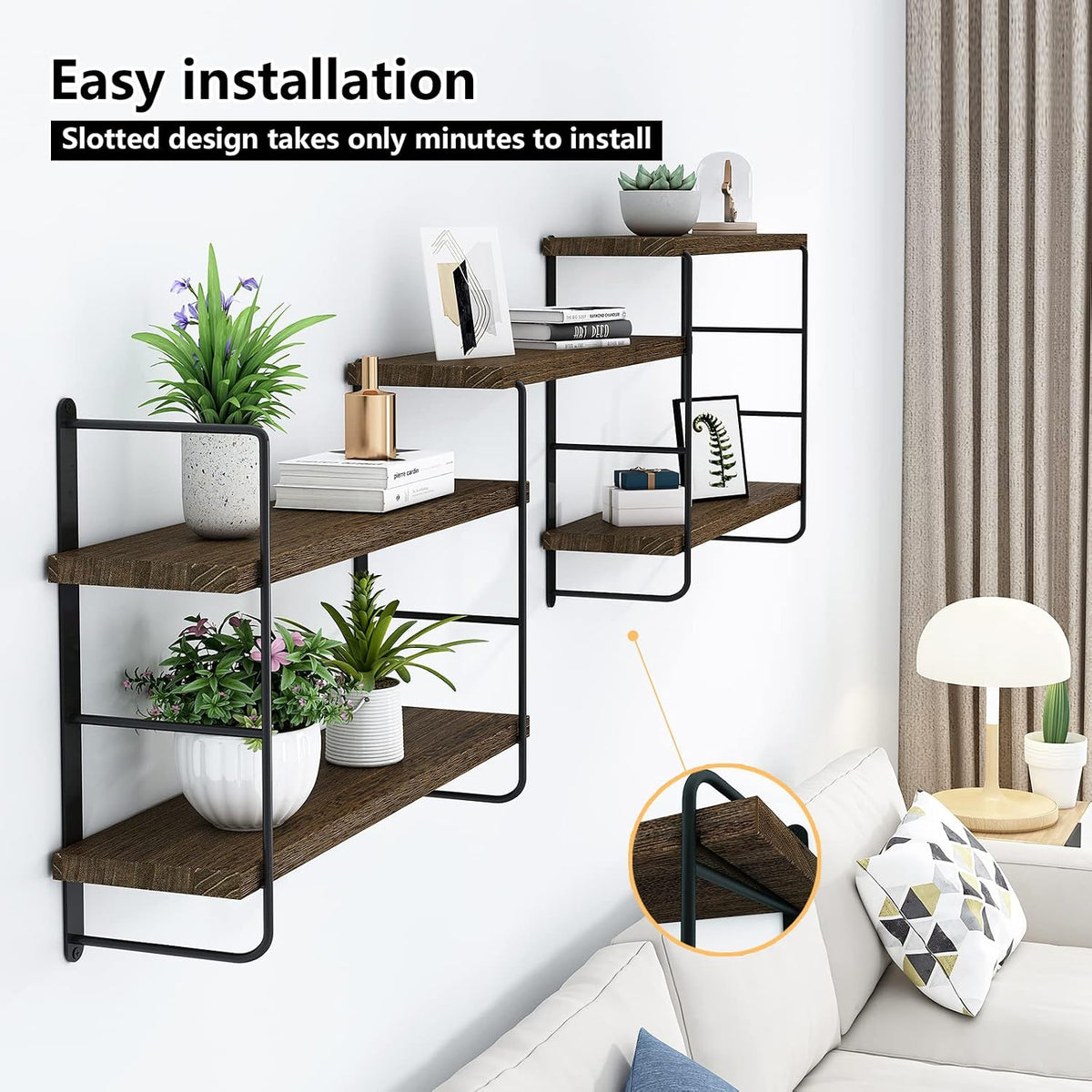 MXCSE Shelves on Wall, Floating Bookshelves, Shelves for Room Wall (Brown)