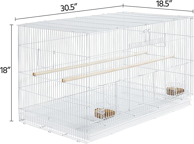 Yaheetech 2-Pack Flight Bird Cages for Parrots Budgies Parakeets Cockatiels Conures Budgies Finches Lovebirds Canaries Breeding Birdcage with Detachable Rolling Stand, White