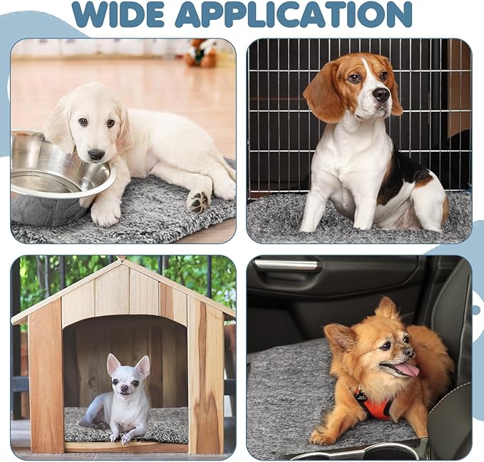 6 Pack Self Warming Cat Pads 18 x 24 Inch Self Heating Dog Mats Extra Warm Thermal Pet Bed Washable Pet Crate Mat Blanket Removable Cover Non Slip for Indoor Outdoor (Grey)